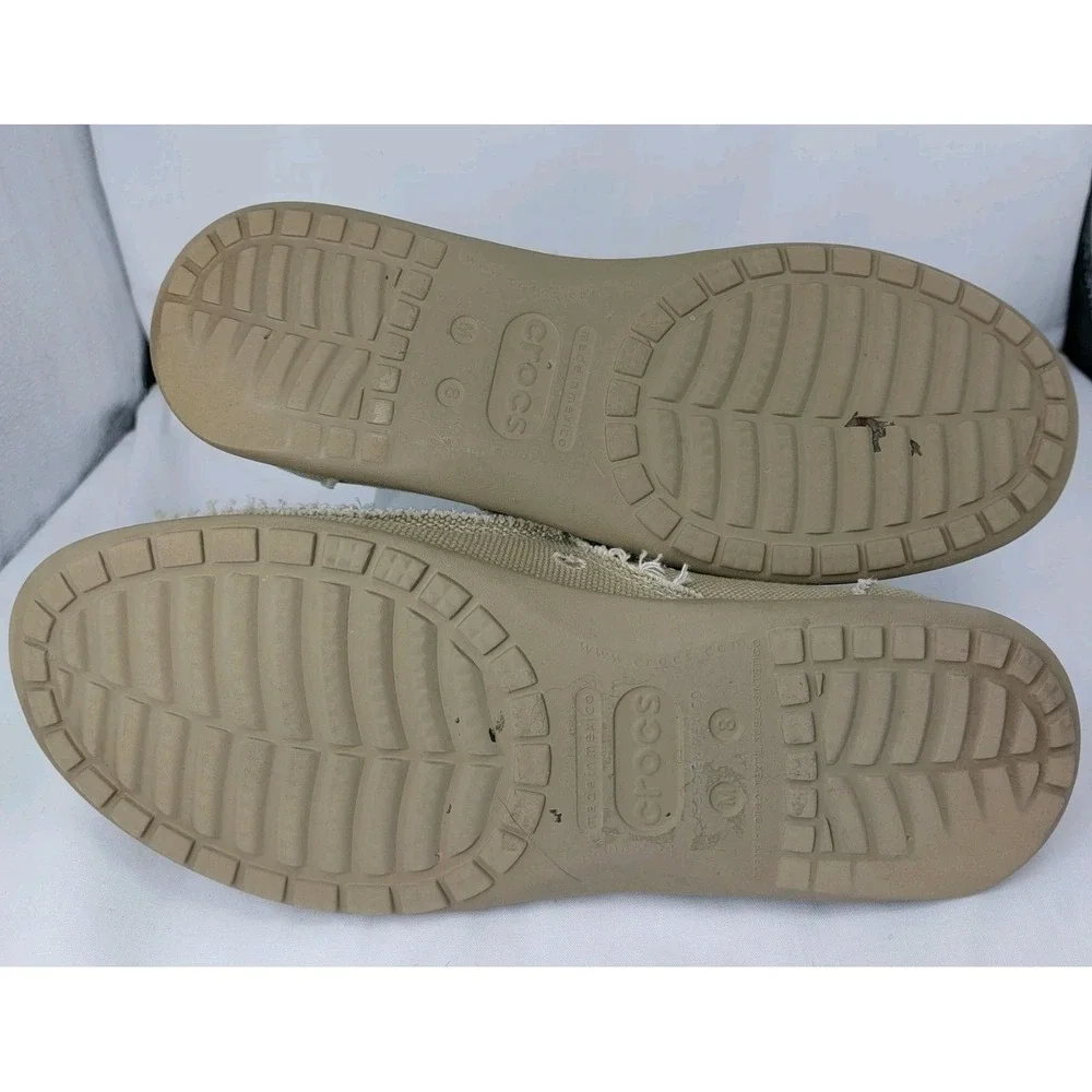 Crocs Mens Santa Cruz Loafers Size 8M‎ Slip-On Shoes Khaki/Khaki Distressed